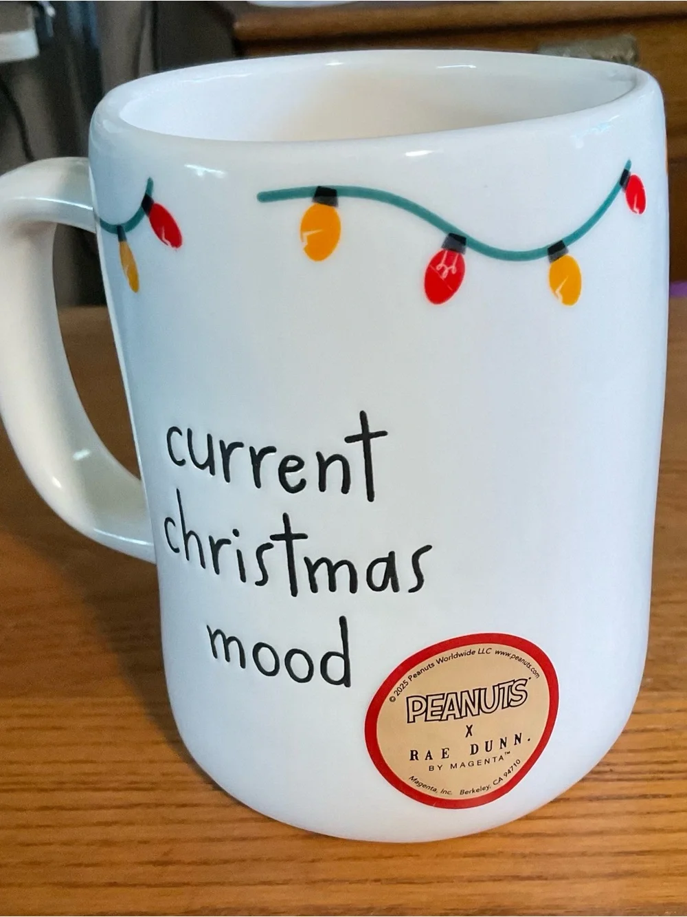 Rae Dunn Peanuts Snoopy Puffer Jacket CURRENT CHRISTMAS MOOD 18 oz Ceramic Mug - Picture 3 of 5